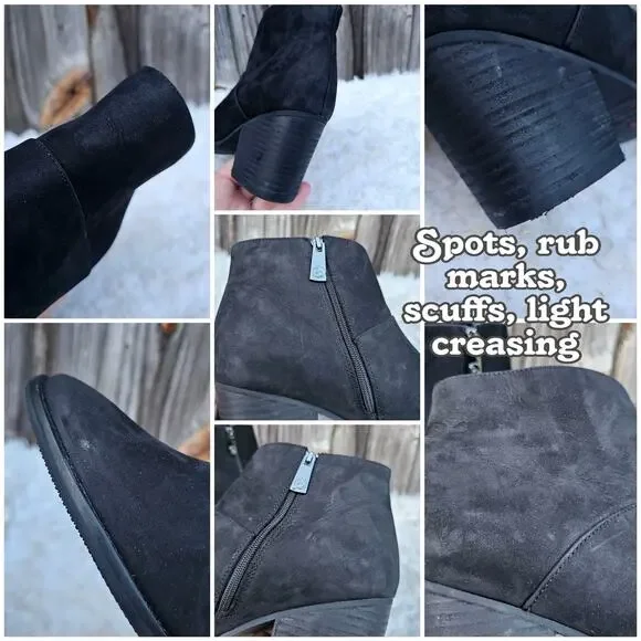 Black Ankle Bootie Blondo Nelli Size 9.5 Nubuck Leather Heel Zip Waterproof - Picture 8 of 13